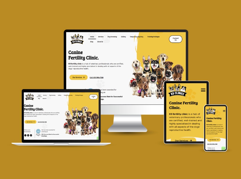 K9 Clinics responsive website mockup