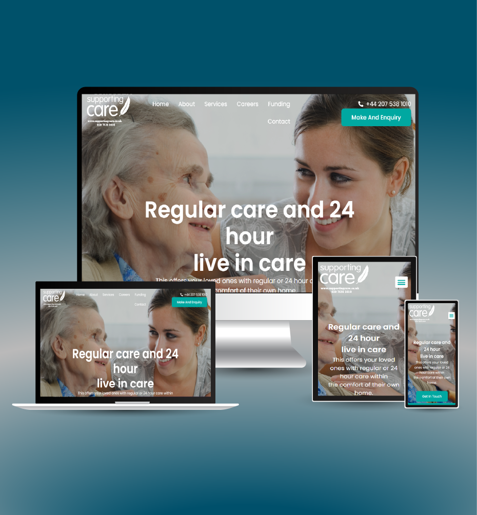 Supporting Care responsive website mockup